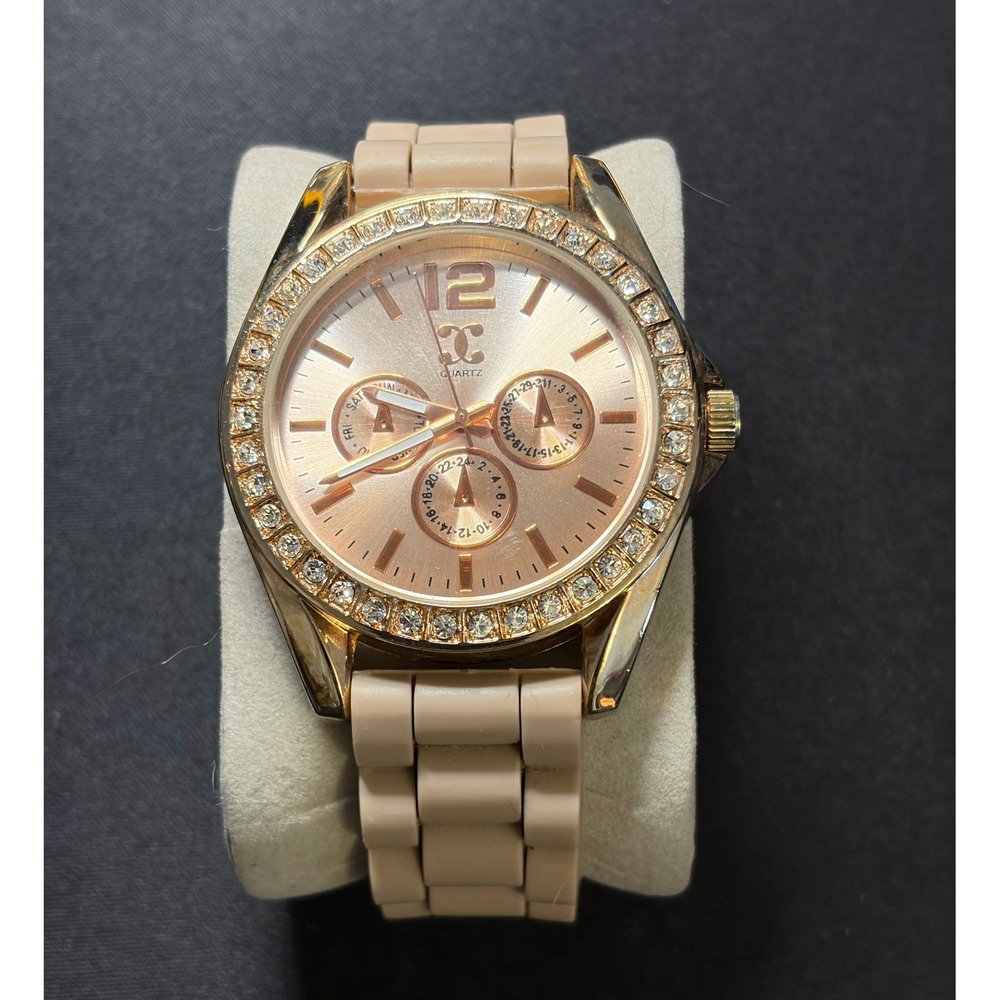 Charming Charlie Watch Womens OS Tan Crystal Bezel Quartz No. 7846 Fashion